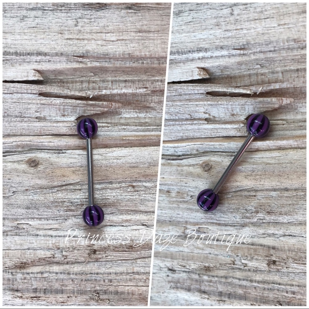 Purple & Black Striped Tongue Ring